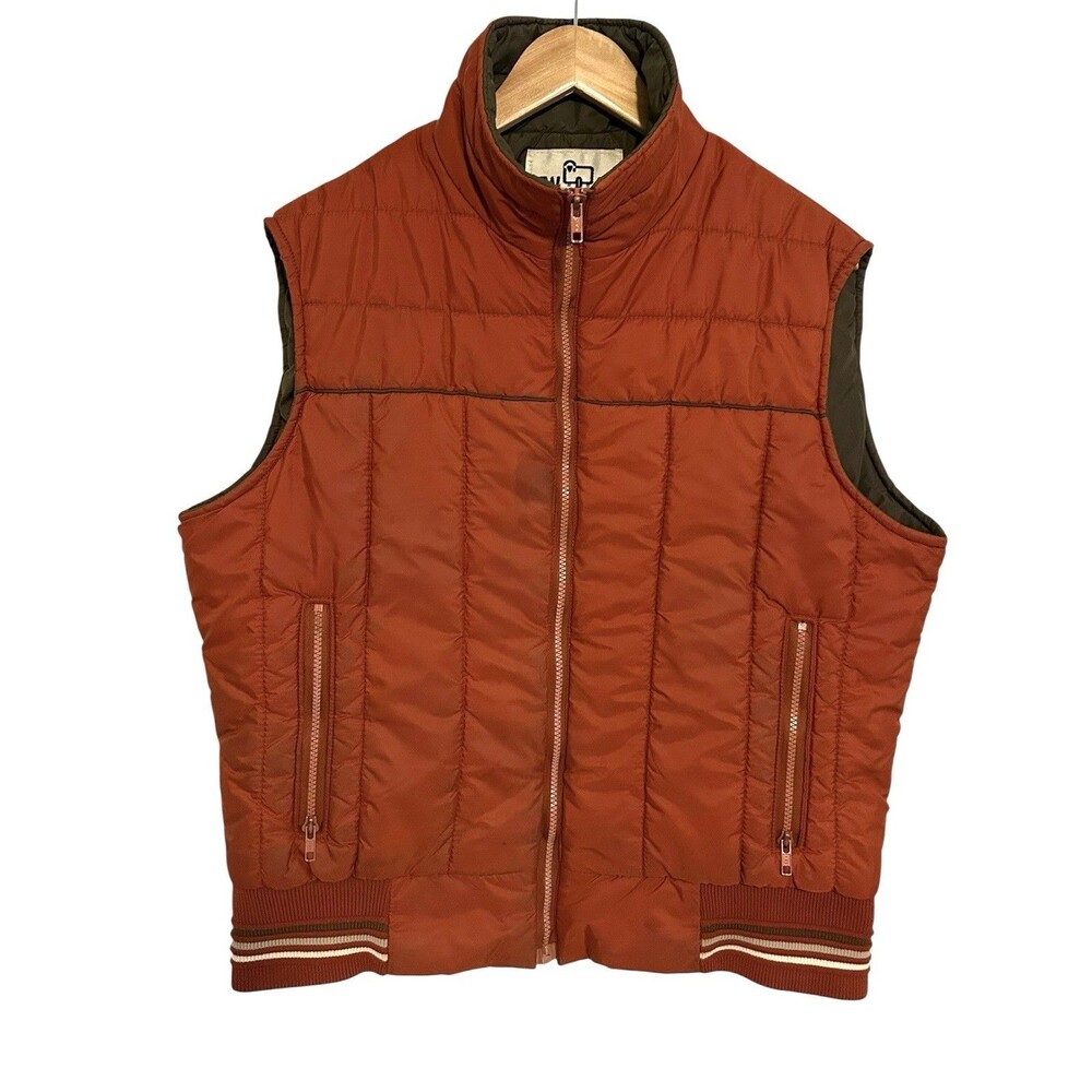 Woolrich Down Puffer Vest Mens Med / Large Burnt Orange Vintage 70s Zip Front